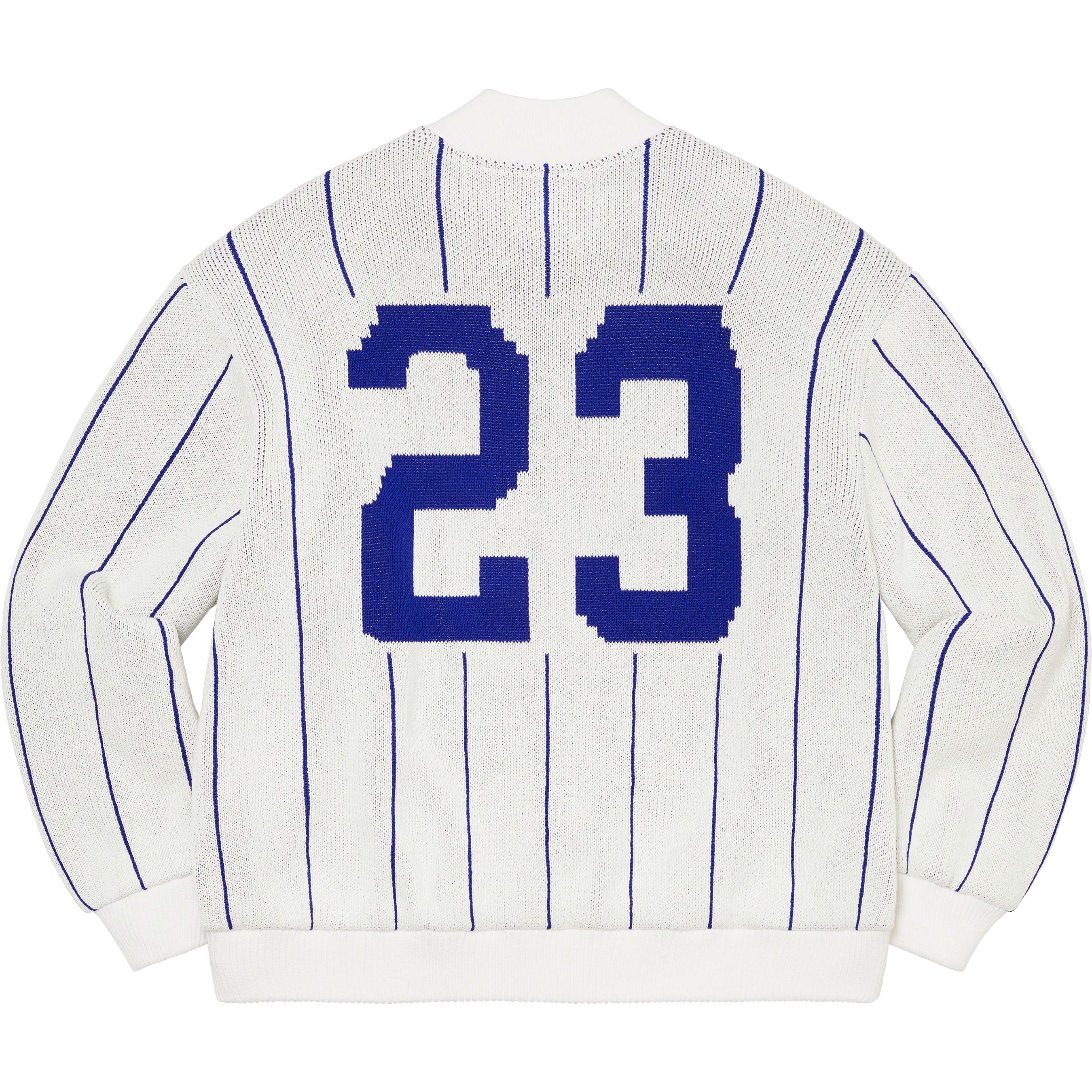 Pinstripe Varsity Zip Up Sweater view 6